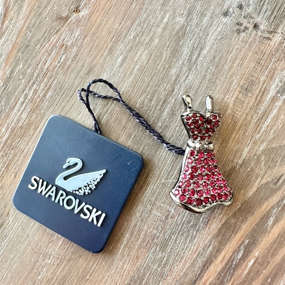 Swarovski Red Dress Brooch - Picture 2 of 5
